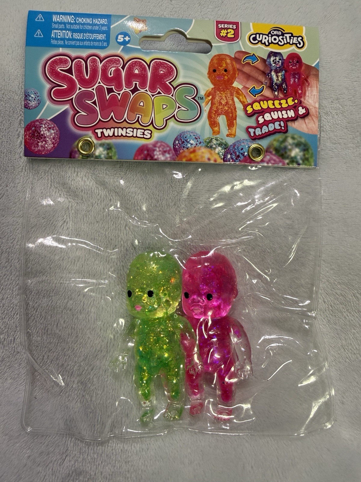 ORB Curiosities Sugar Swap Twinsies Squishy 2 Babies Sensory Toy Pink & Green