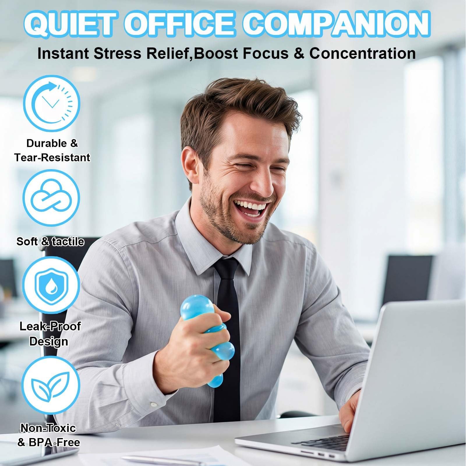 Cube Squishy Stress Relief Toys, Clear Sensory Fidget Toys for Anxiety & Blue