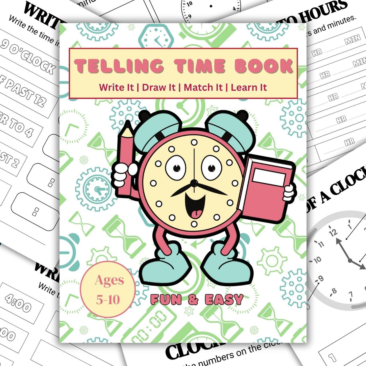 Telling Time Book For Kids | Fun Printable Worksheets | Learning to Tell Time