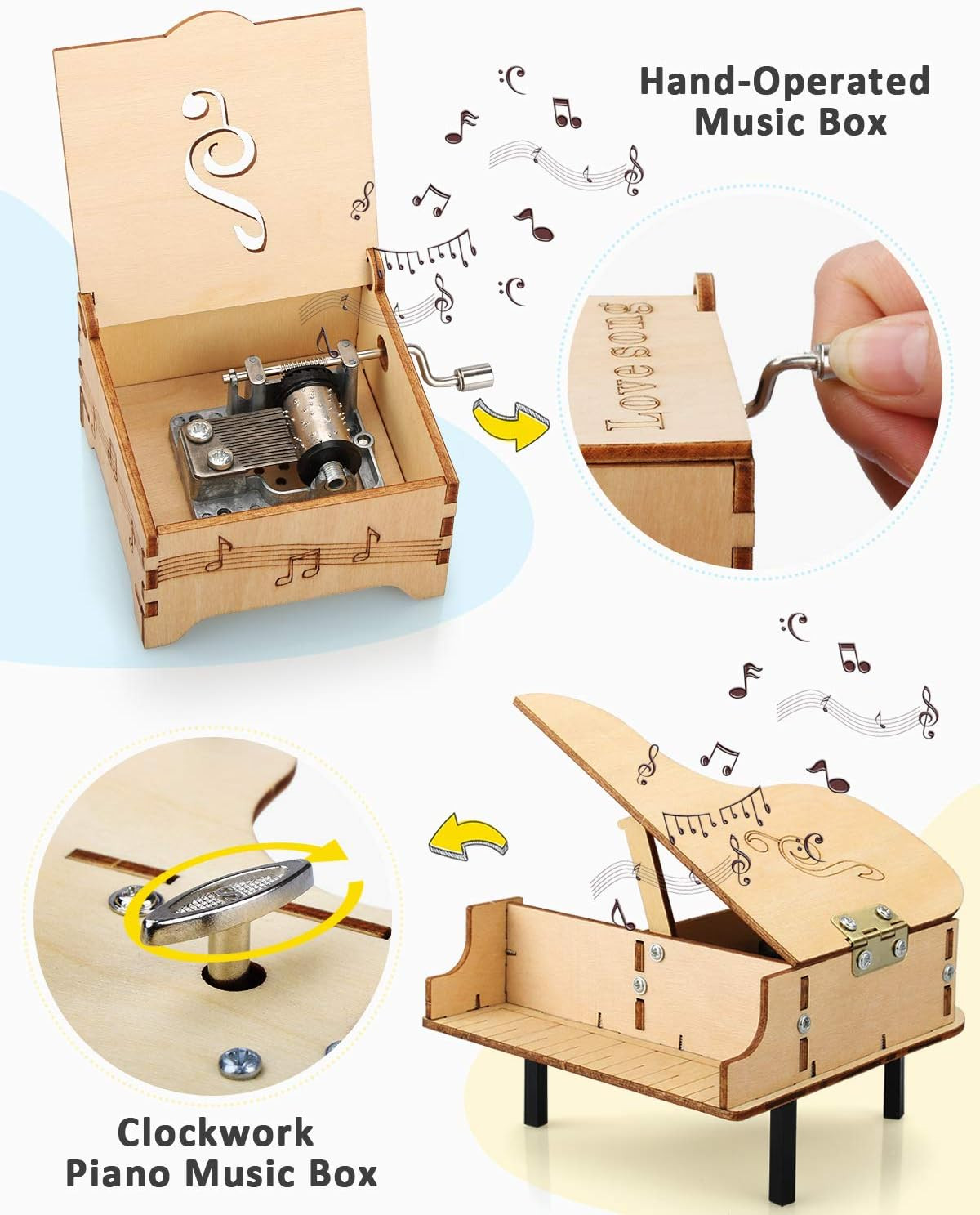 Poraxy 4 Set STEM Kits for Kids Ages 8-10 10-12, Toys for Ages 8-13, Music Box,