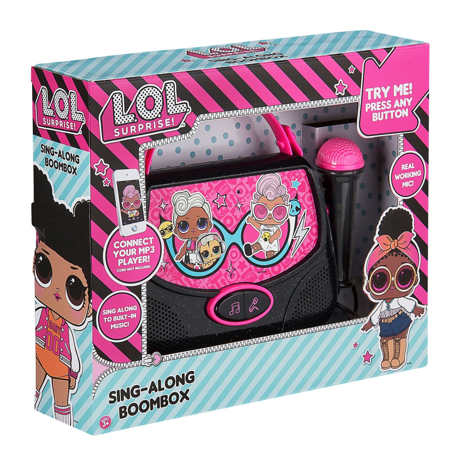 LOL Surprise Sing Along BoomBox With Built In Music & Real Mic 3 & Up