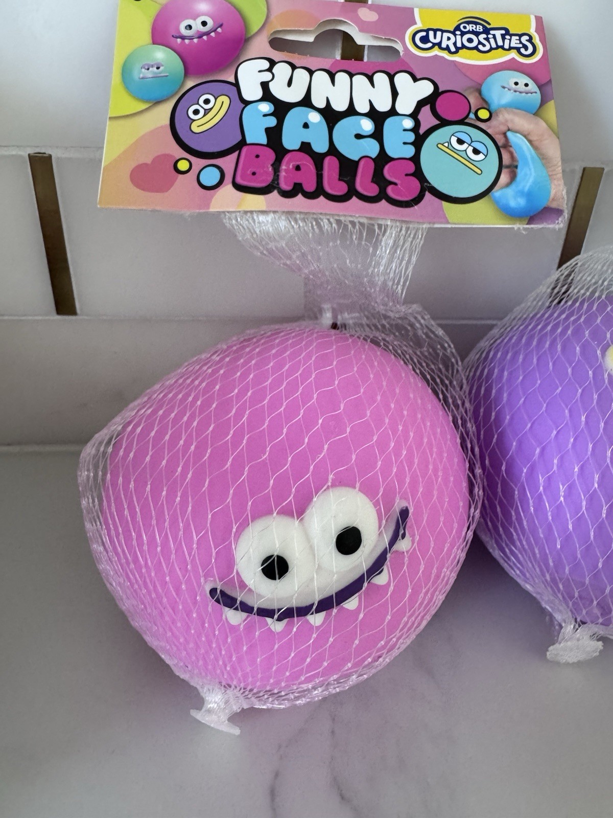 ORB Curiosities Funny Face Balls Multicolor Tactile Squishy Squeeze set of 3
