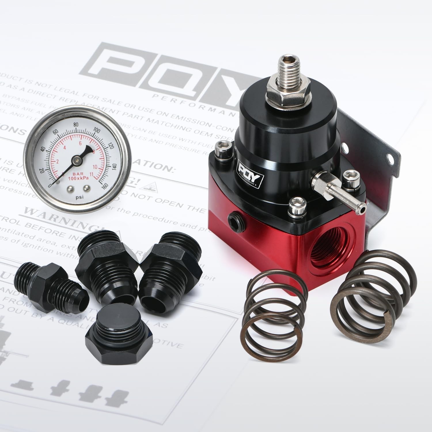 Adjustable Fuel Pressure Regulator Kit 3-70PSI with AN8 Feed Port and AN6 Ret…