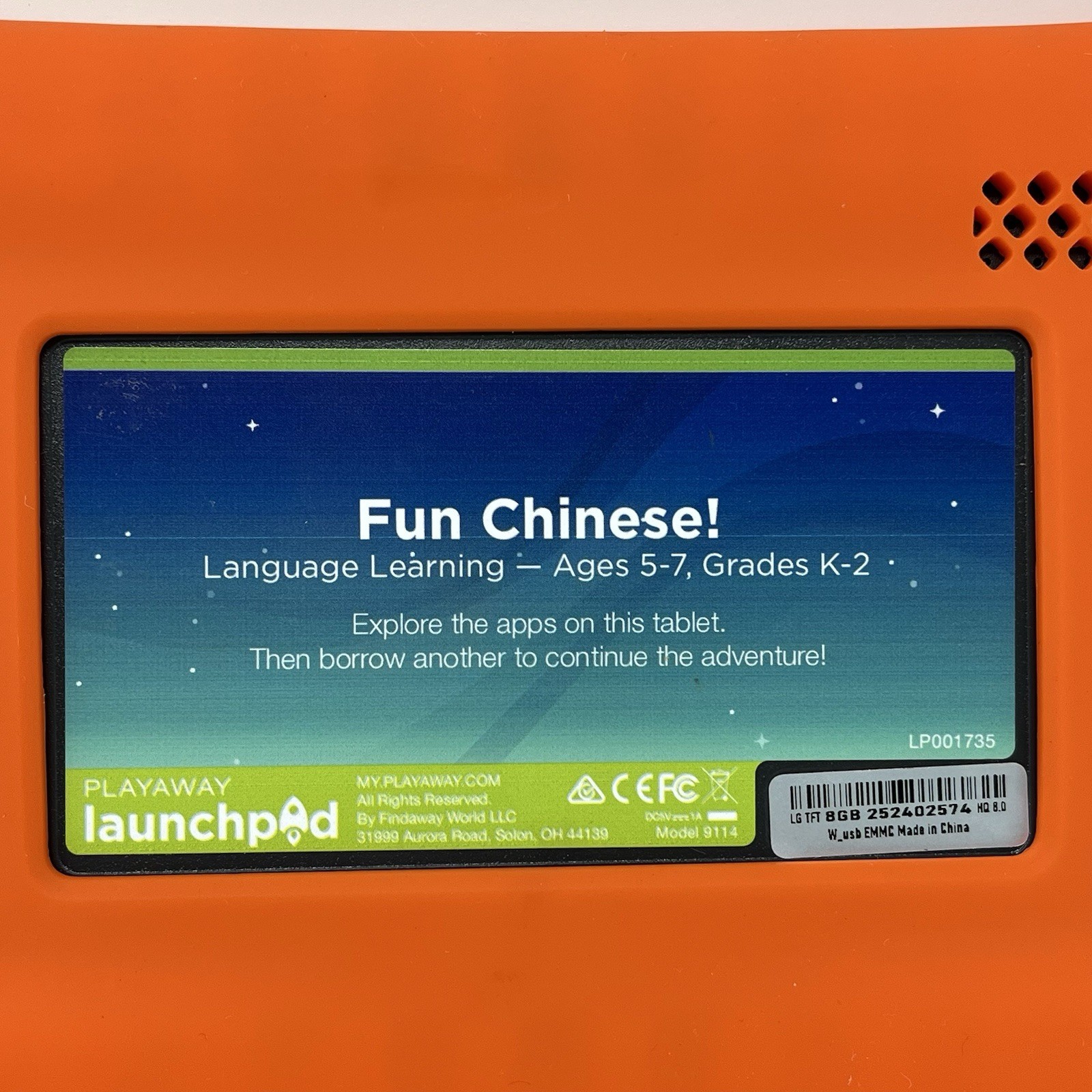 Playaway Launchpad Preloaded Learning Tablet Fun Chinese! W/Charger & Case WORKS