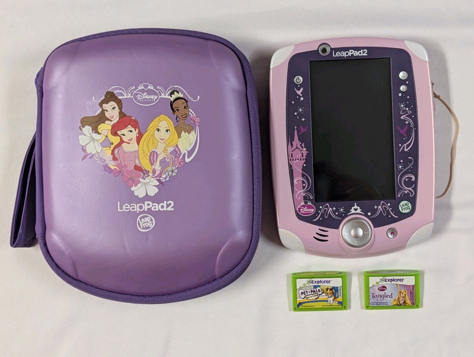LeapFrog LeapPad2 Disney Princess Edition Tablet Bundle Case 2 Games Tangled