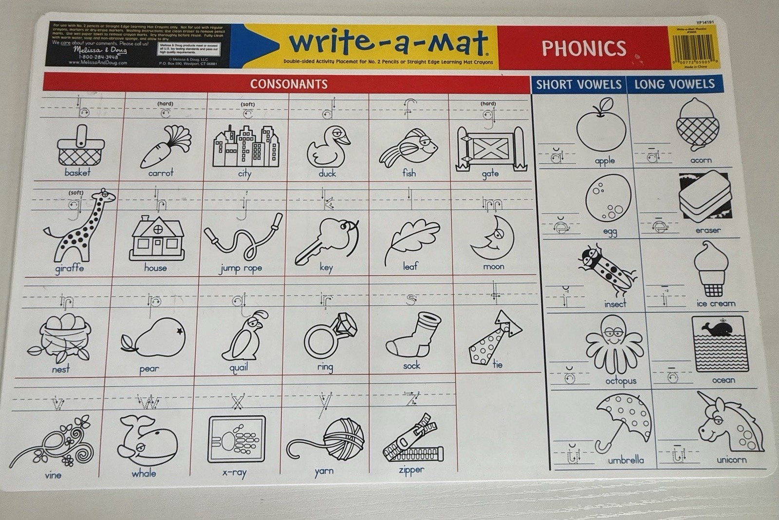 Melissa and Doug 6 Activity Learning Mats, Placemat, Double Sided ~w/bonus book