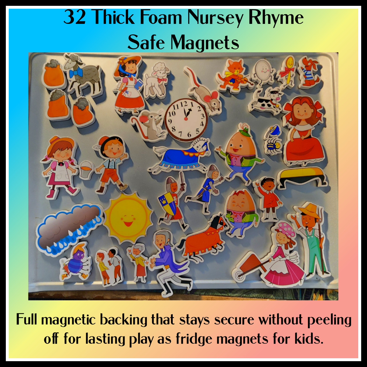 32 Thick Foam Nursery Rhyme Safety Magnets with full magnet backing – GUC