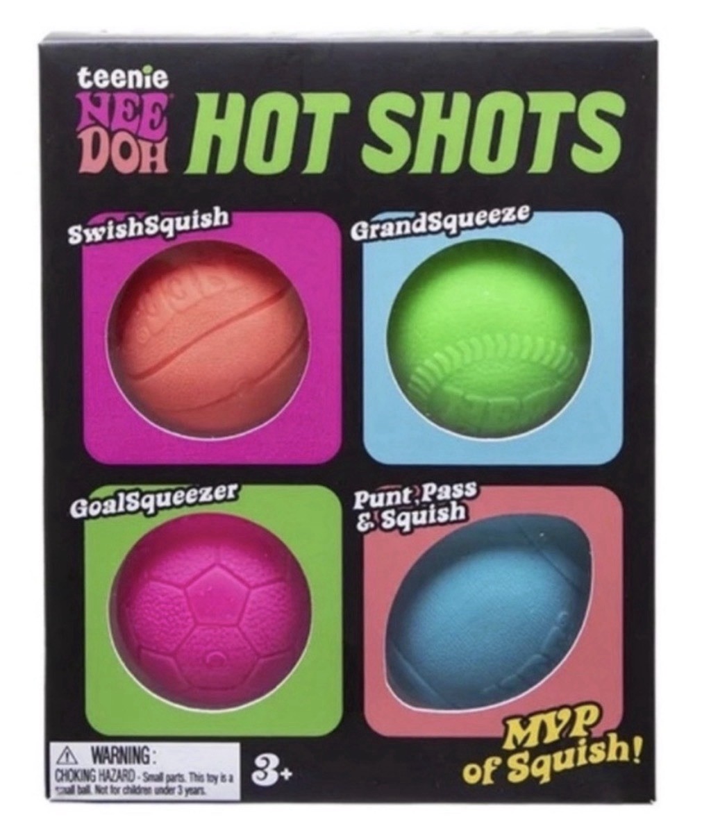 Teenie Nee Doh Hot Shots Squeeze Ball Four Different Sports 4 Pack NEEDOH Viral