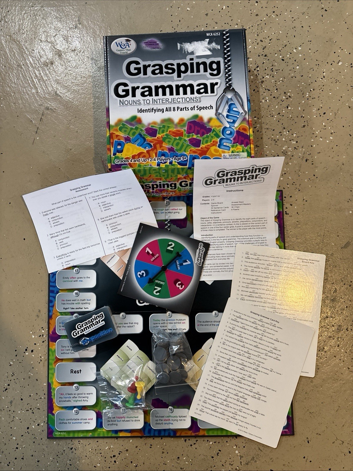 Grasping Grammar Nouns to Interjections! Learning Advantage Board Game