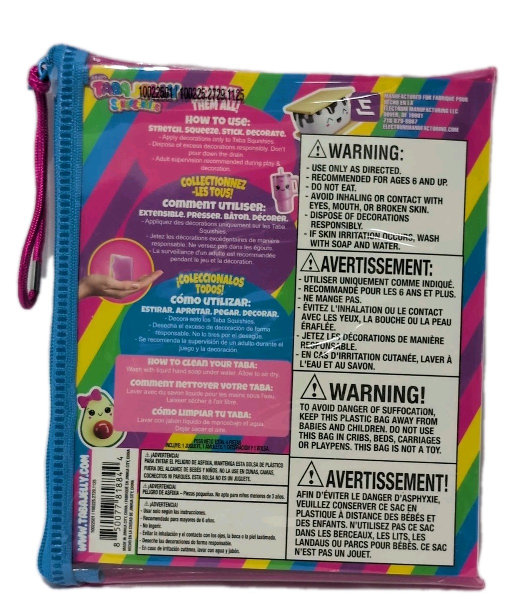Taba Scented Pink Jelly Squishy Tart Toy DIY Decor Set Pouch 3″ x 2″ New