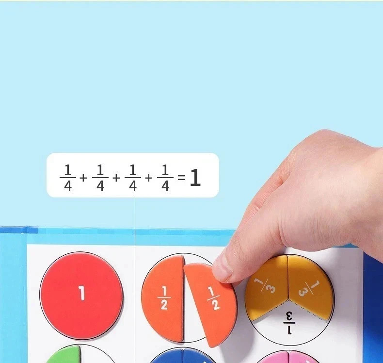 Montessori Magnetic Fraction Educational Puzzle for Children, Math Fraction USA