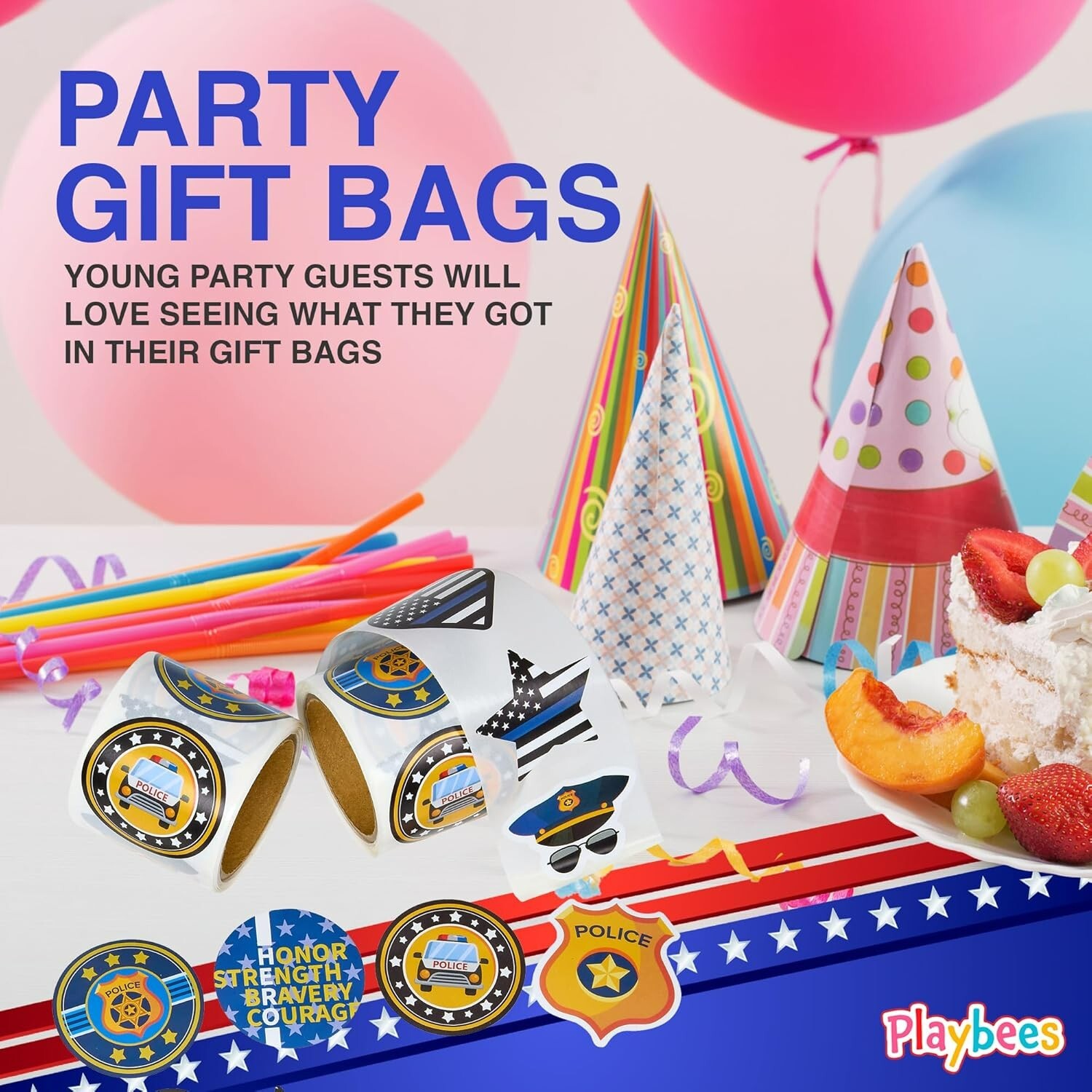 Police Stickers for Kids – 2 Rolls