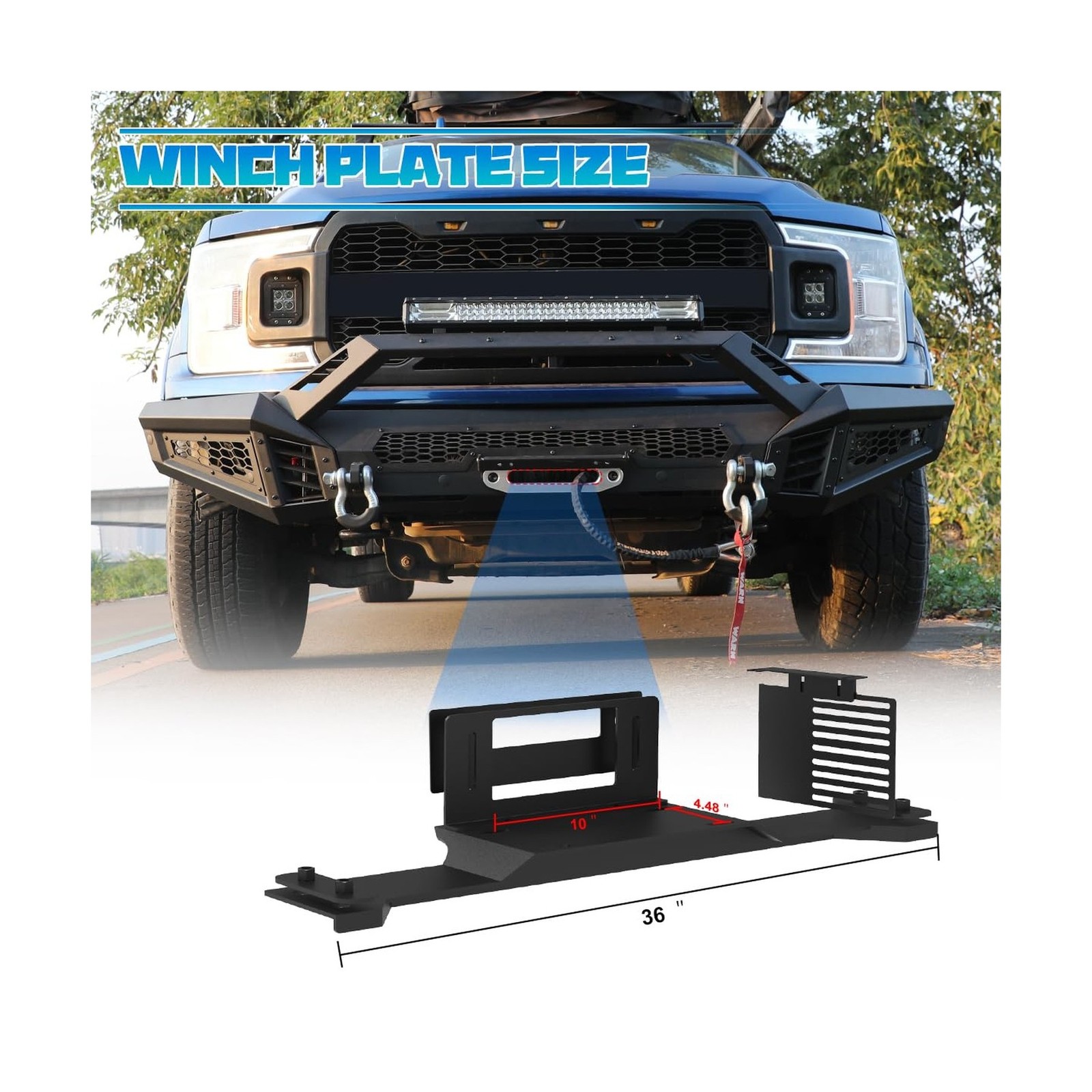 WolfX Front Bumper Winch Plate for Ford F150 2018-2020 Pickup Trucks (Excludi…