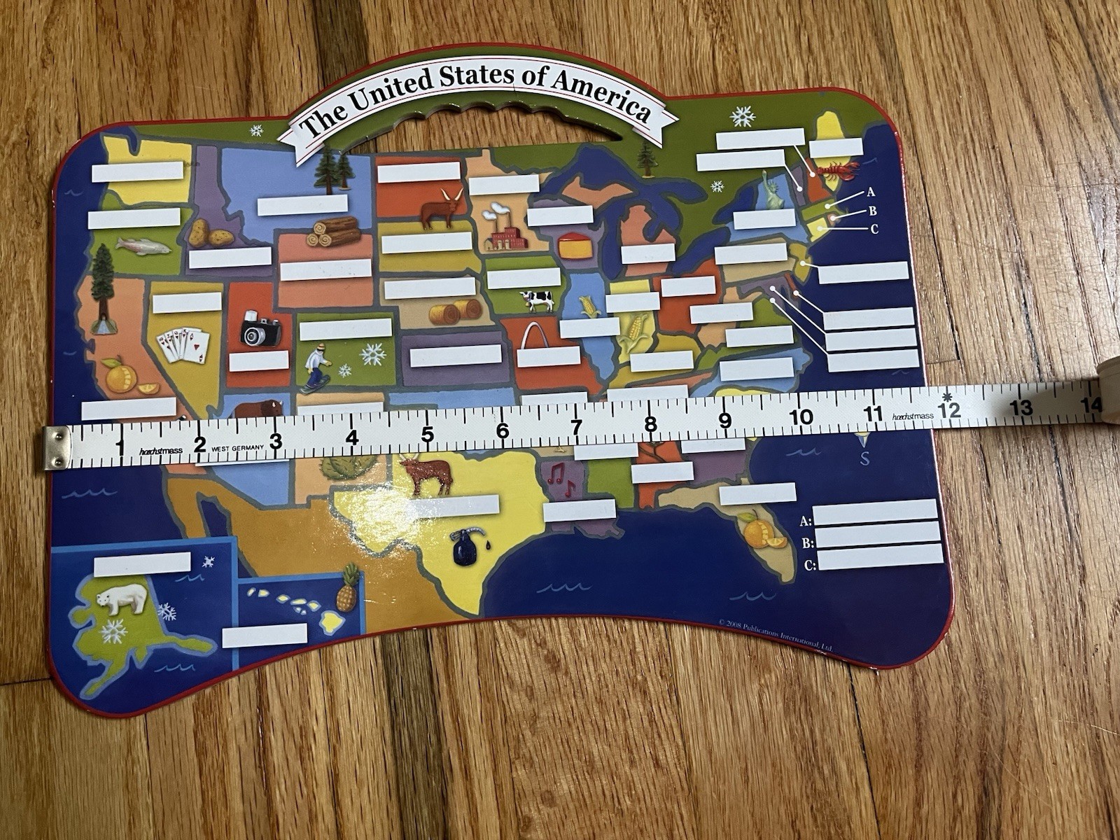 Publications International USA Map License Plate Learning Board Puzzle, 2010