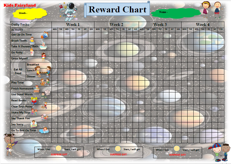 A3 Size Reward Chart Kids for Behavior Chore Charts with Stickers