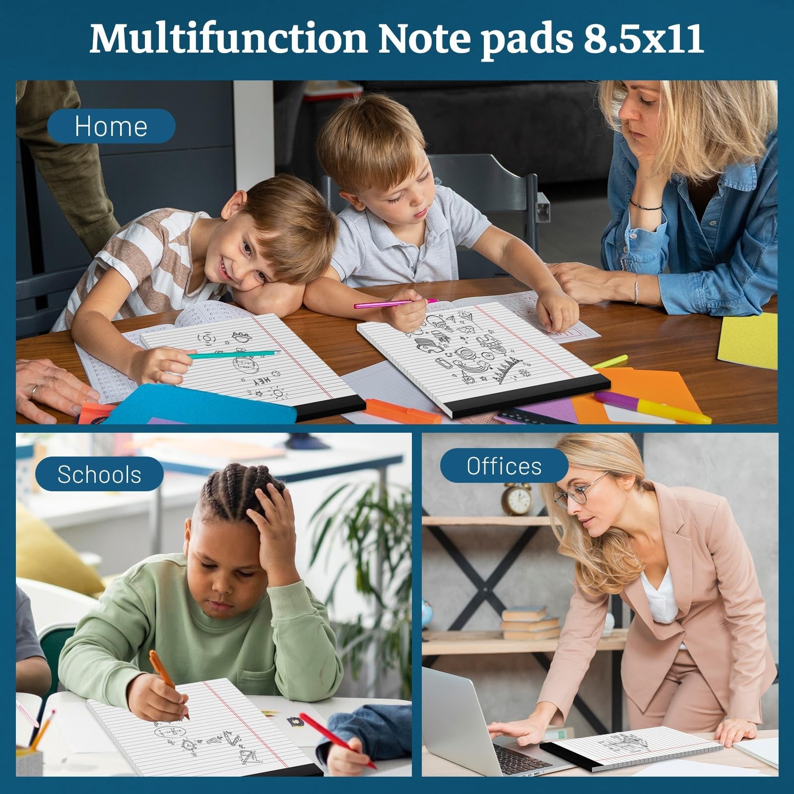 White Legal Pads 8.5 x 11 Notepads, 12 Pack Writing Paper Note Pads 8.5×11, M…