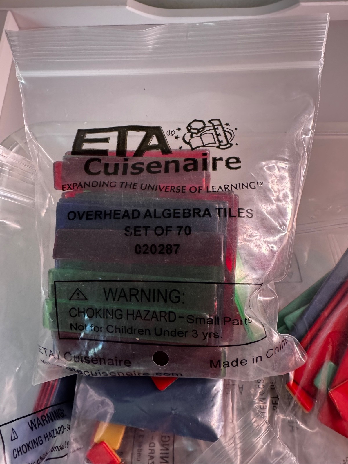 ETA Cuisenaire Algebra Tiles Classroom Set – 26 Student Sets in Storage Bin Math