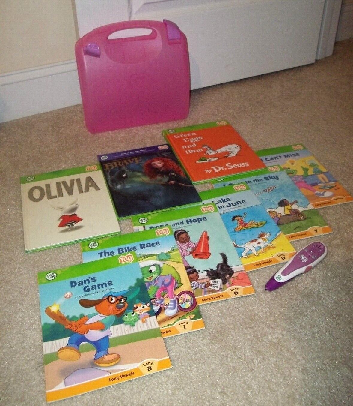 LeapFrog Tag Reader 6 Learn-to-Read Phonics + 3 bks, LeapReader Pen Case 9 books