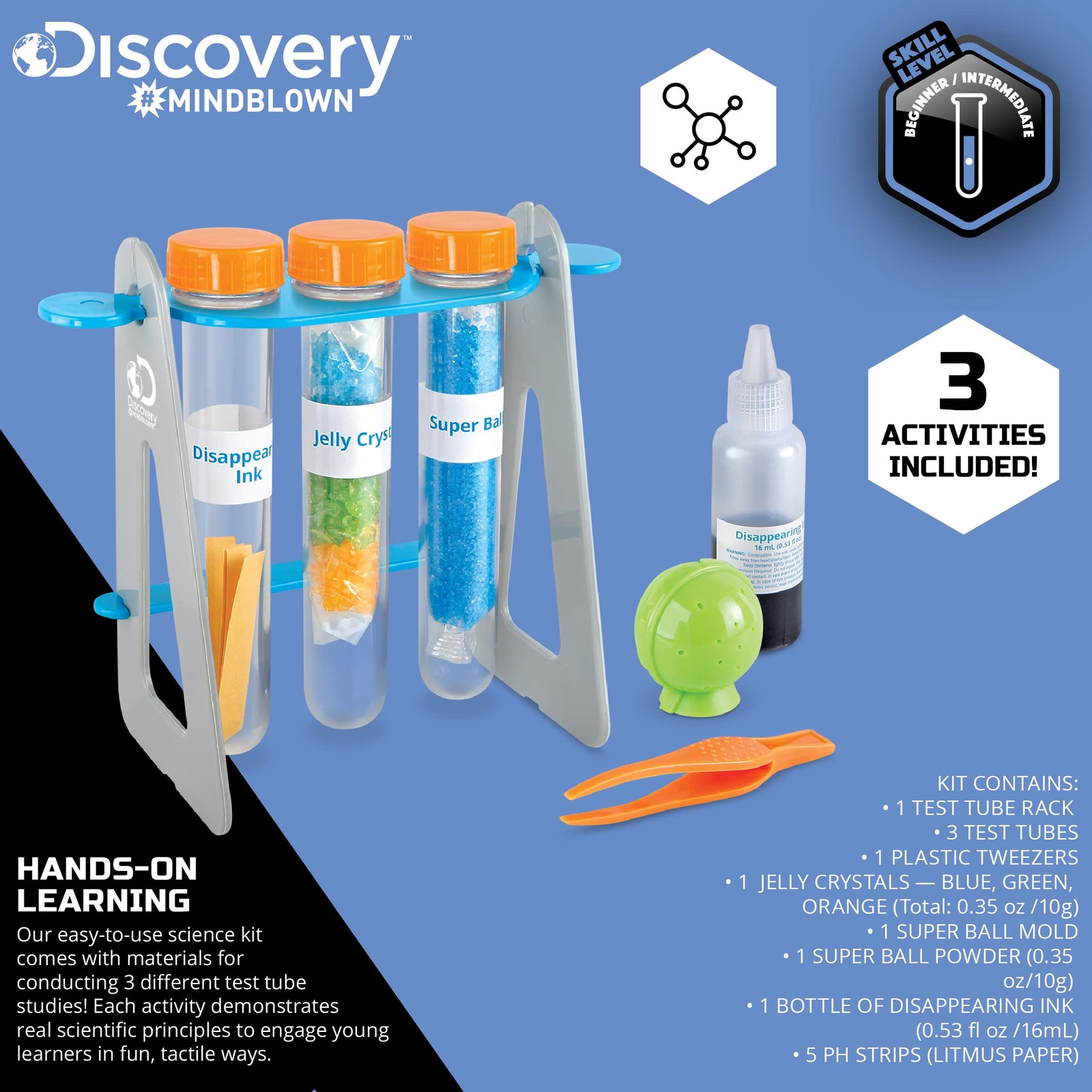 Discovery #MINDBLOWN 14-Piece Test Tubes DIY Science Kit with 3 Educational E…
