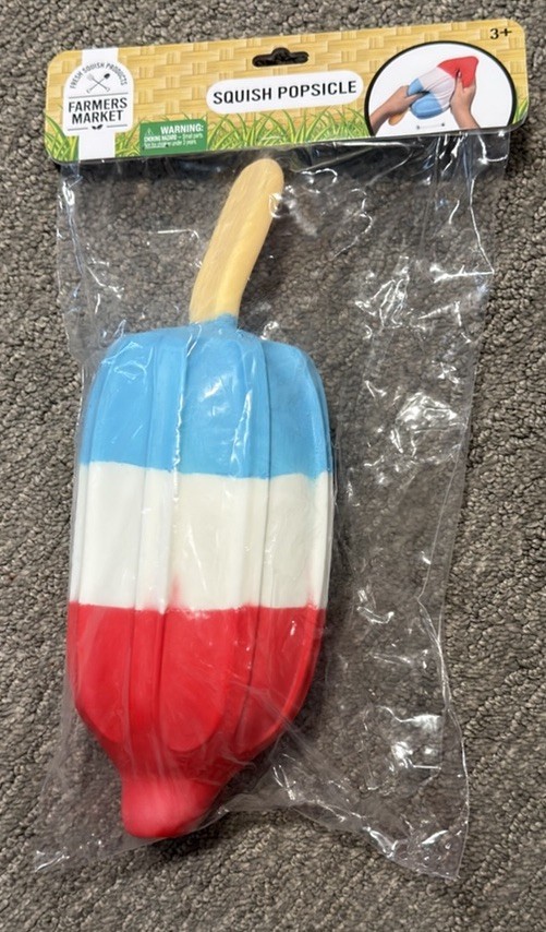 NEW Farmers Market Jumbo Squishy Rocket Bomb Pop Popsicle Toy Red White Blue