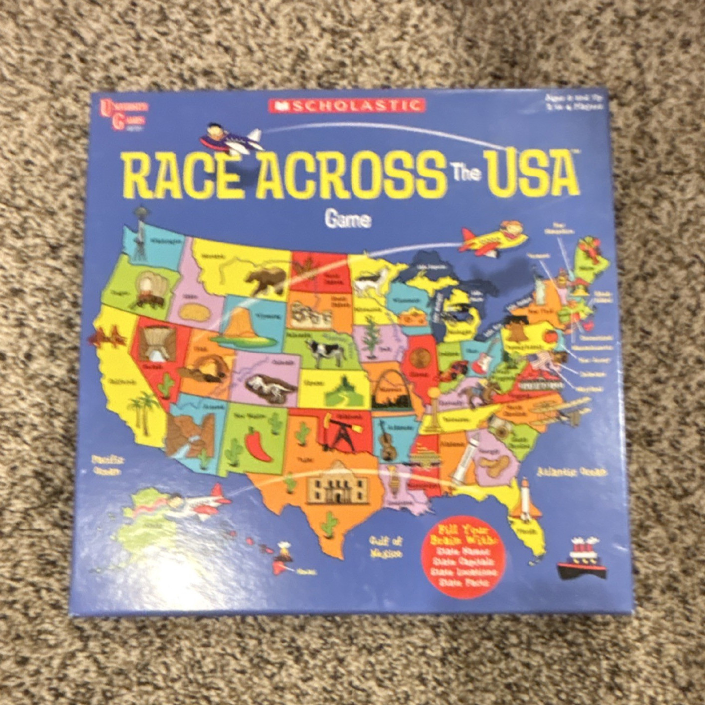 University Games Scholastic Race Across the USA Educational Geography Maps Game