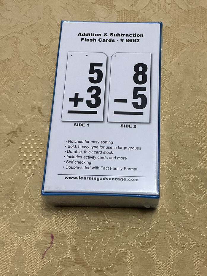 Double-Value Vertical Flash Cards – Addition & Subtraction Set – Set of 81 New