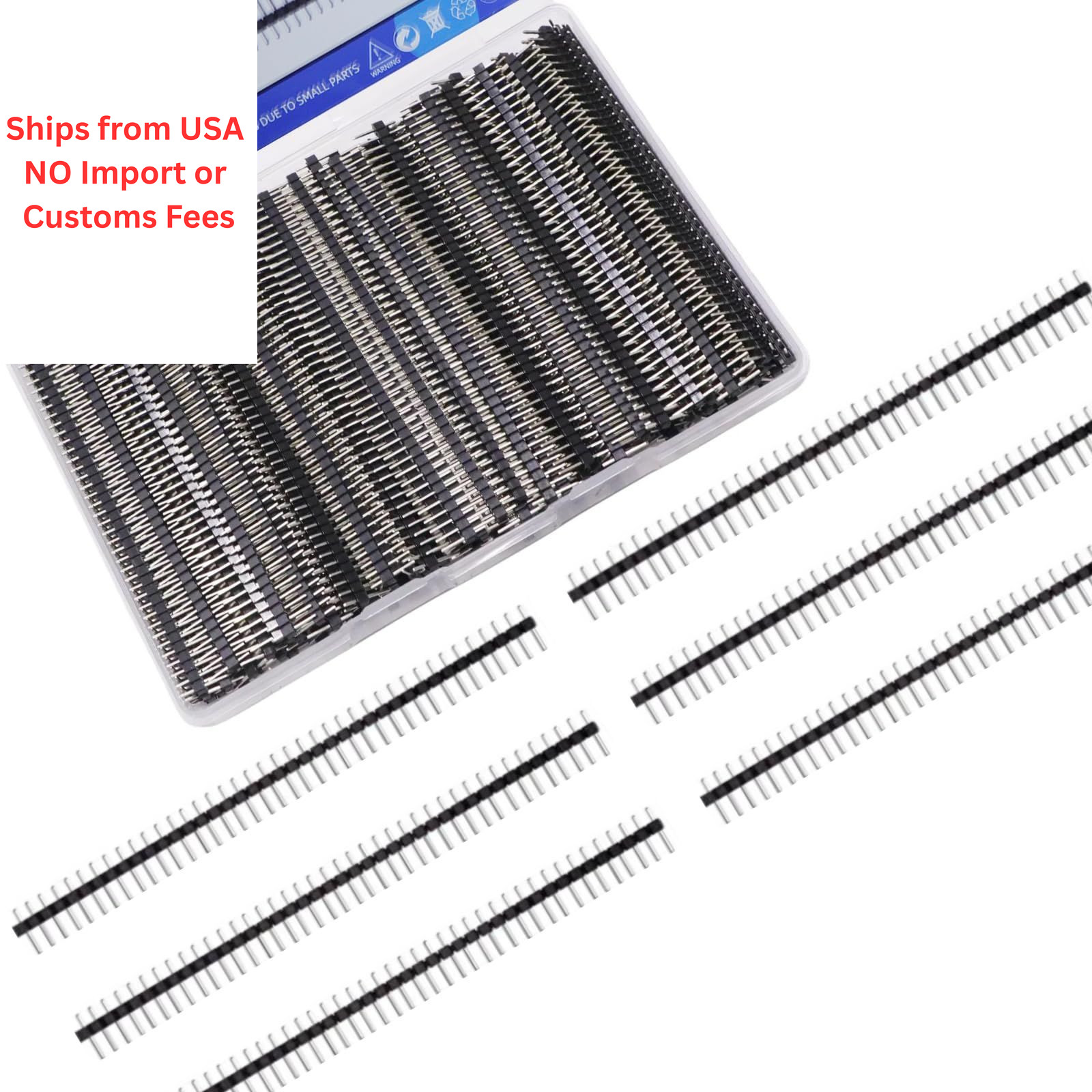 EGSCST 110PCS 2.54mm 40Pin Straight Single Row Male Pin Headers black