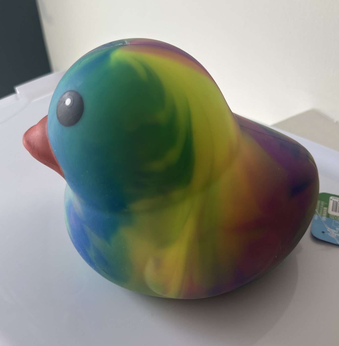 Sunny Days Jumbo Squeeze Duck – Tie-Dye Squishy Stress Relief Toy (blue/teal)