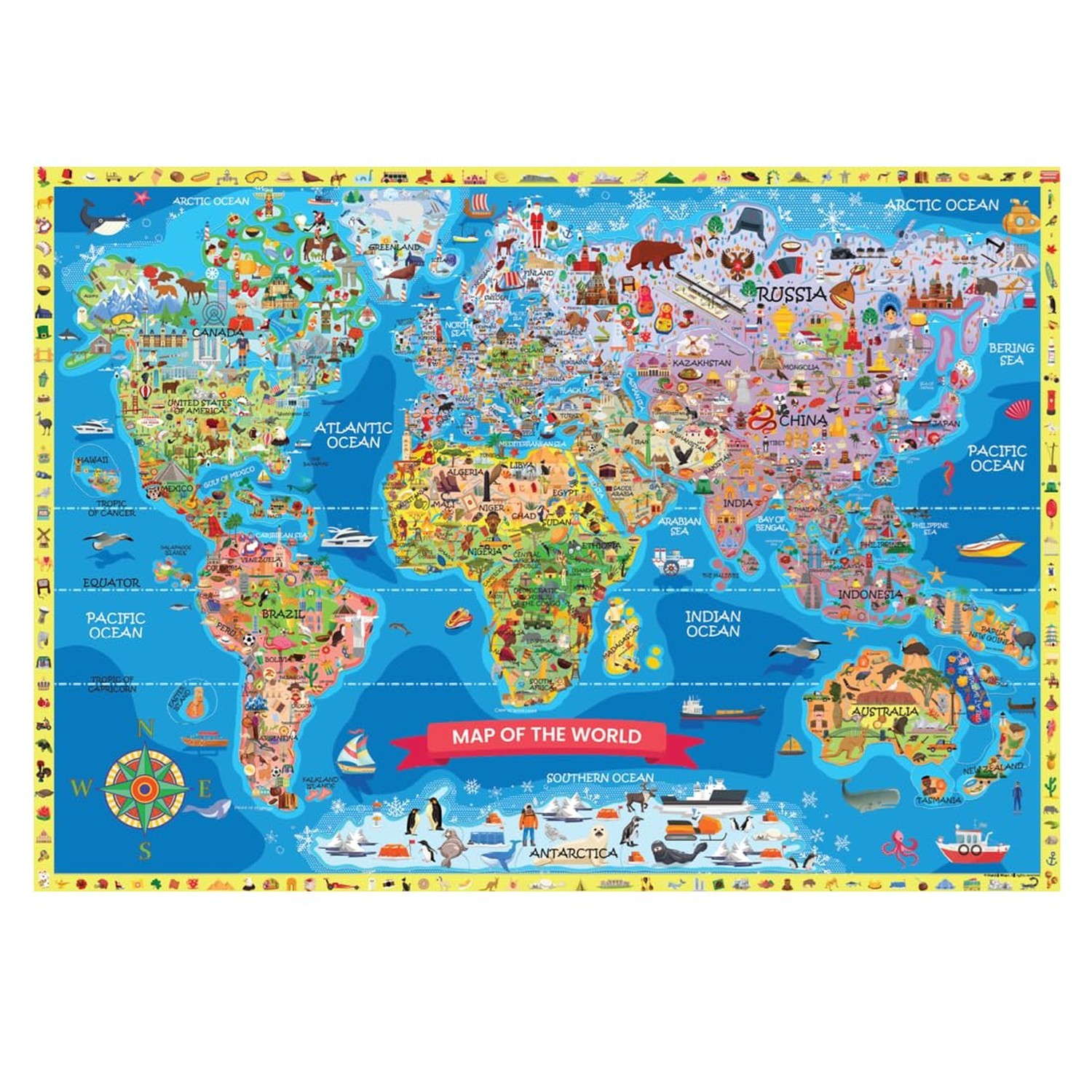World Map for Kids Large 33 x 24 Inch | Illustrated Kids World Map Poster, Se…