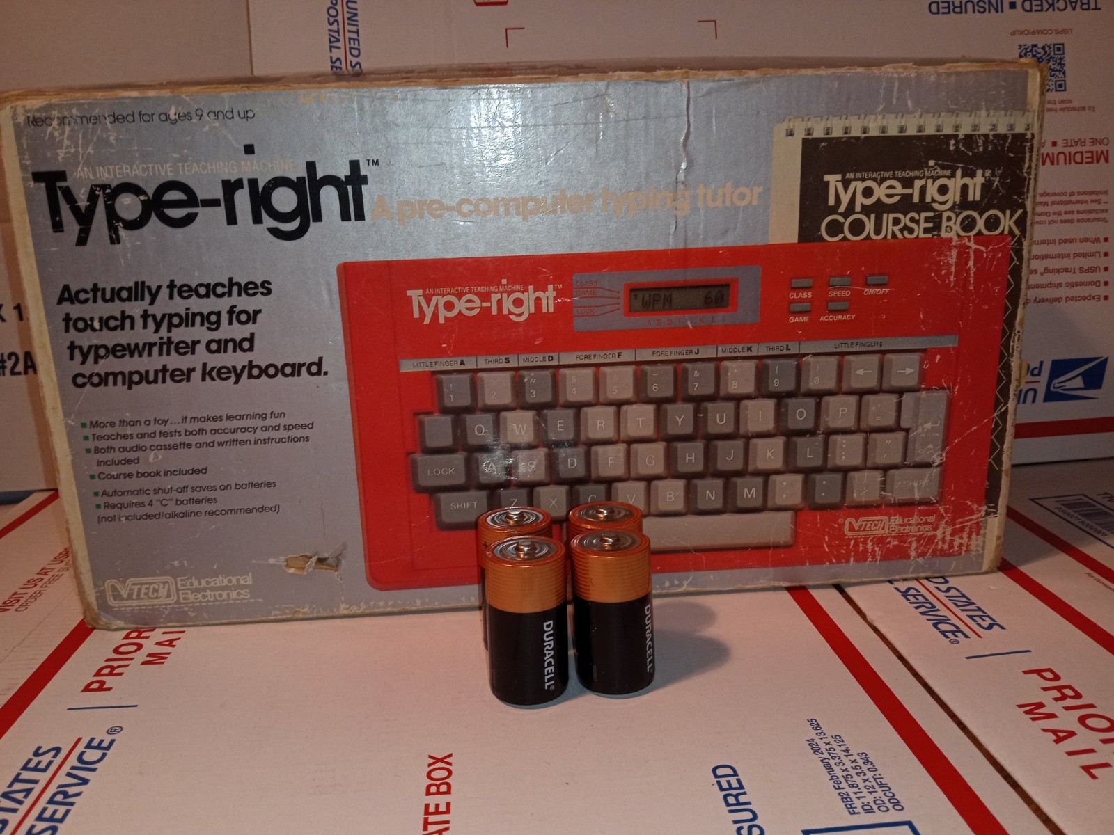 VTech Type-Right Pre-Computer Typing Tutor Vtg 1985 w/ Course Book And Tape