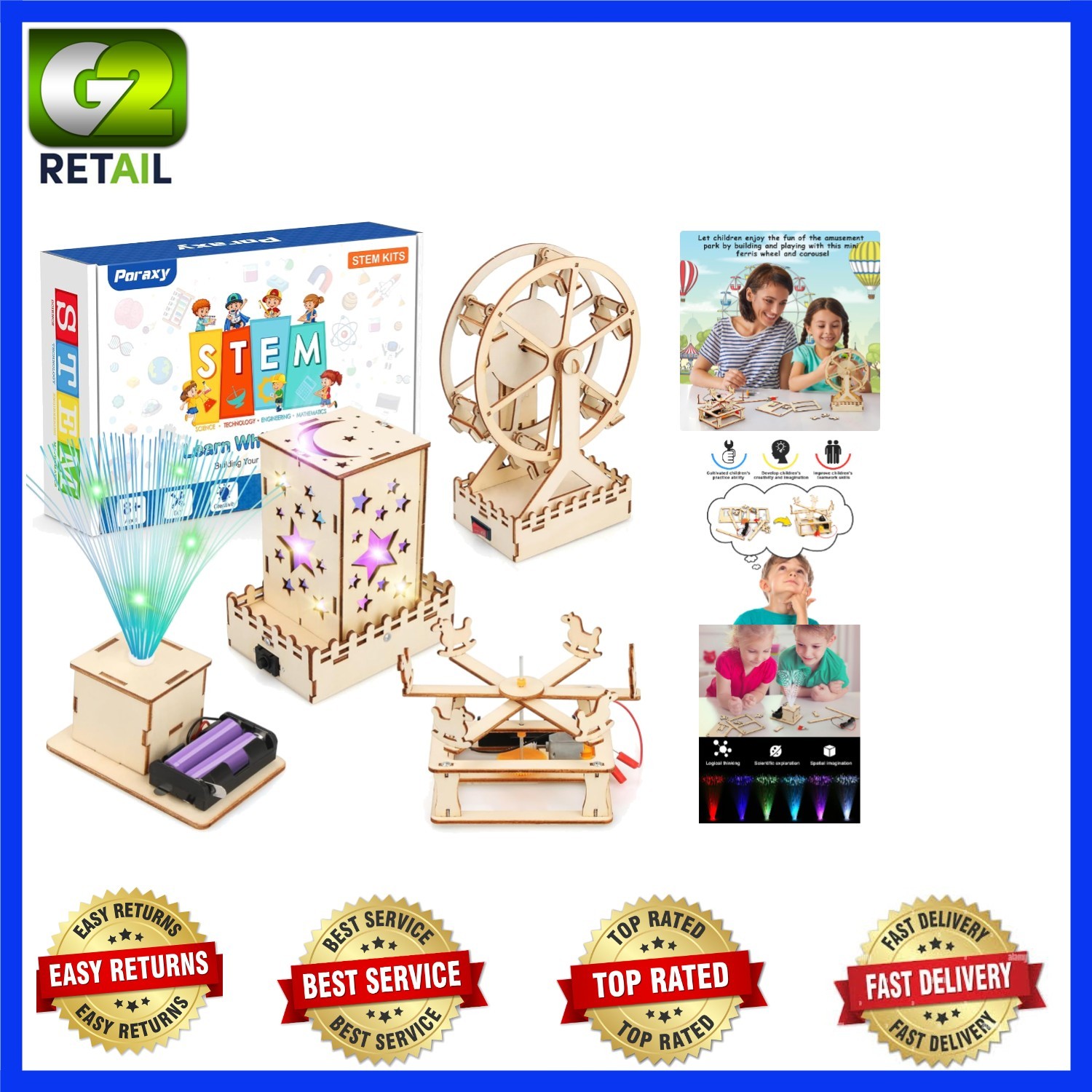 Creative 4-in-1 STEM Building Kits for Kids Ages 8-13 – Lights Up Imagination