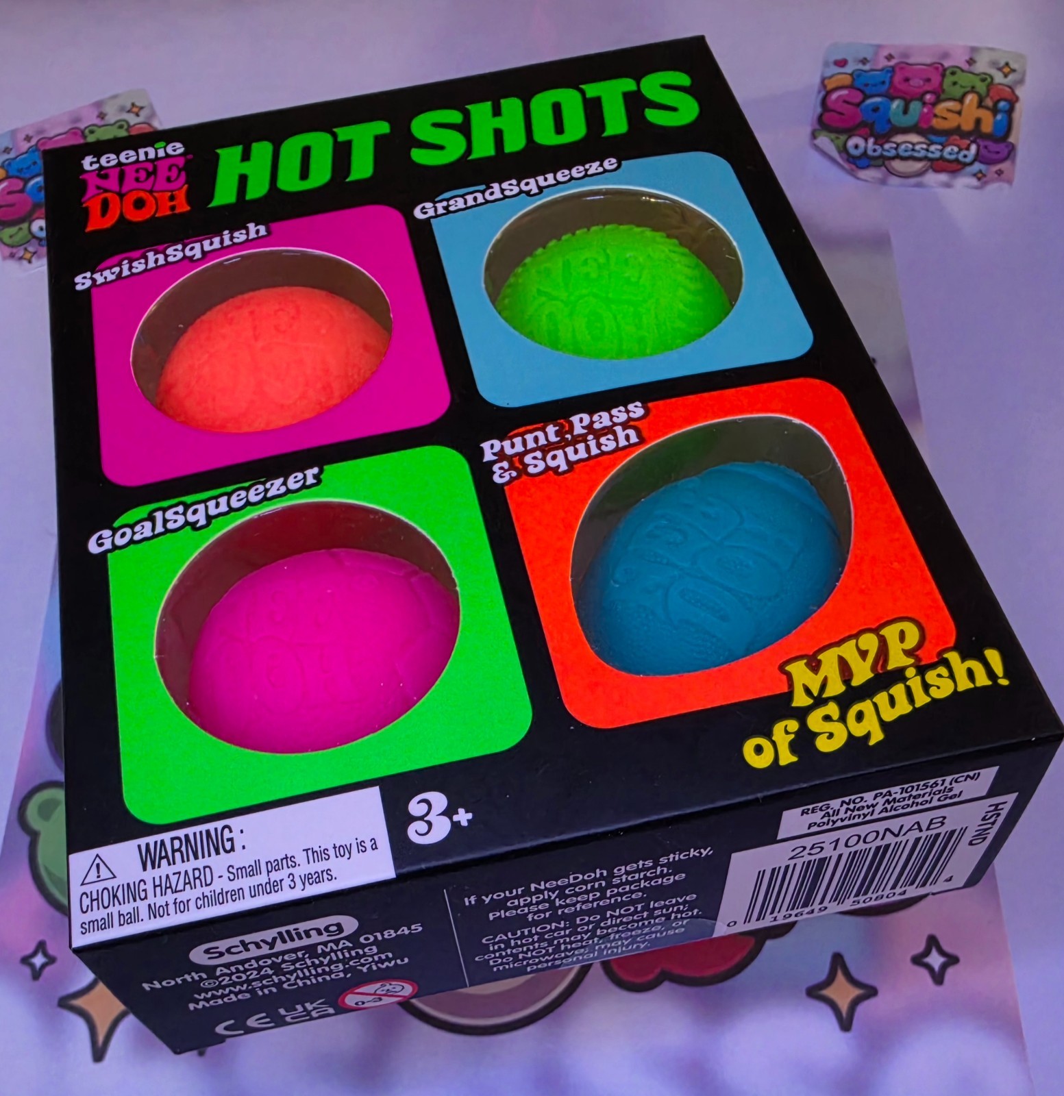 100% Authentic Schylling Teenie NeeDoh Hot Shots Squishy Toy Multicolor 4pc/pack