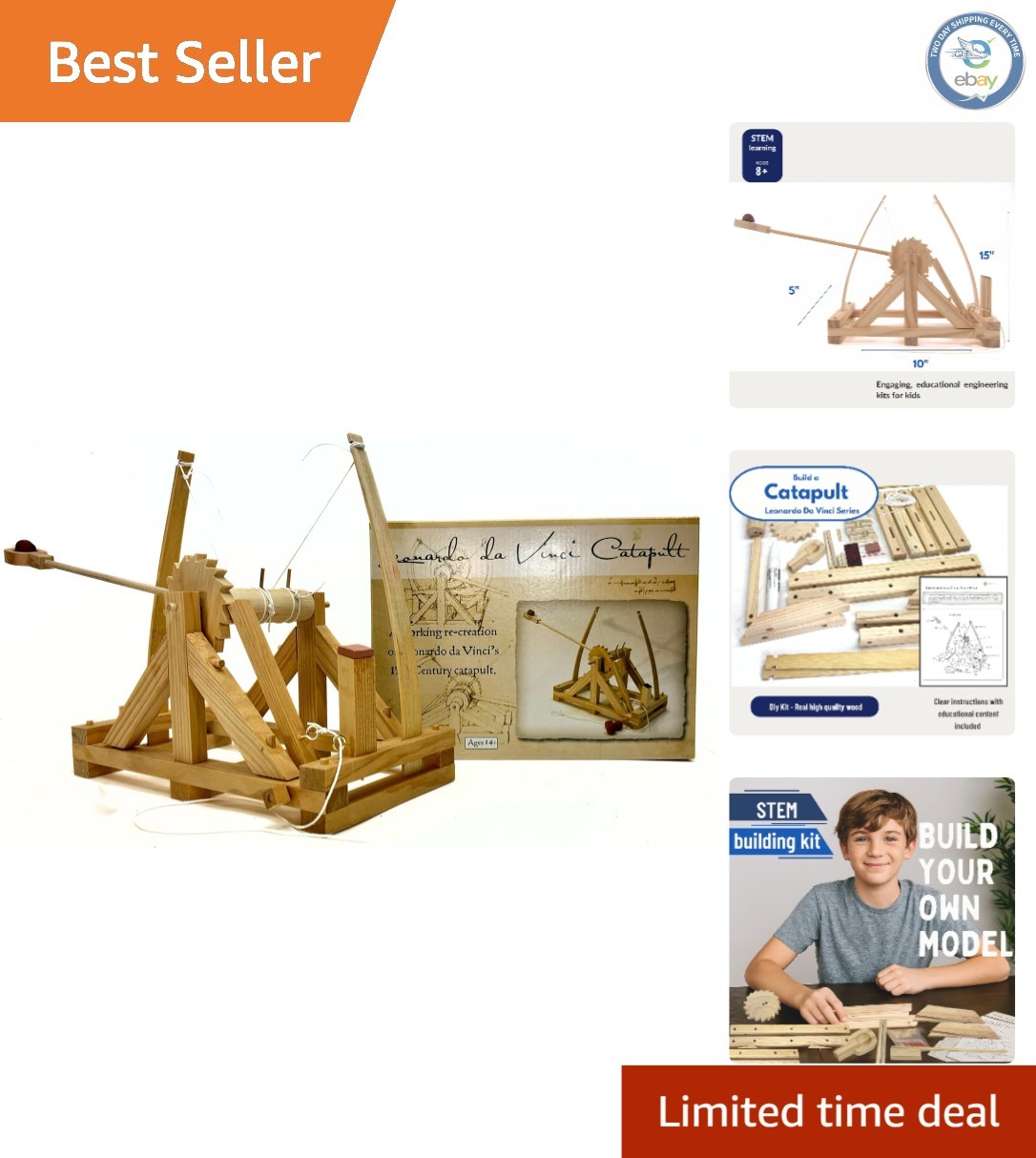 Interactive Da Vinci Catapult Engineering Model Kit: Perfect STEM Toy for Kids