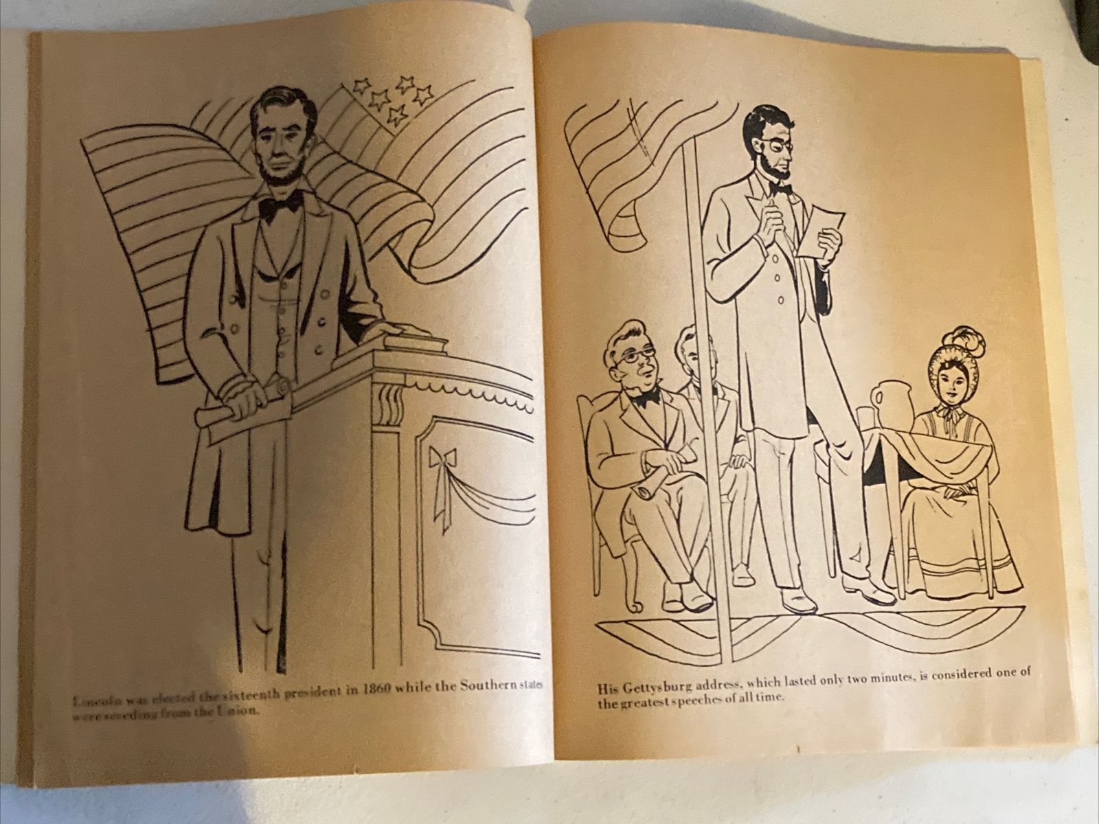 Vintage History in Pictures – A Book to Color Saalfield Publishing 1964 Coloring