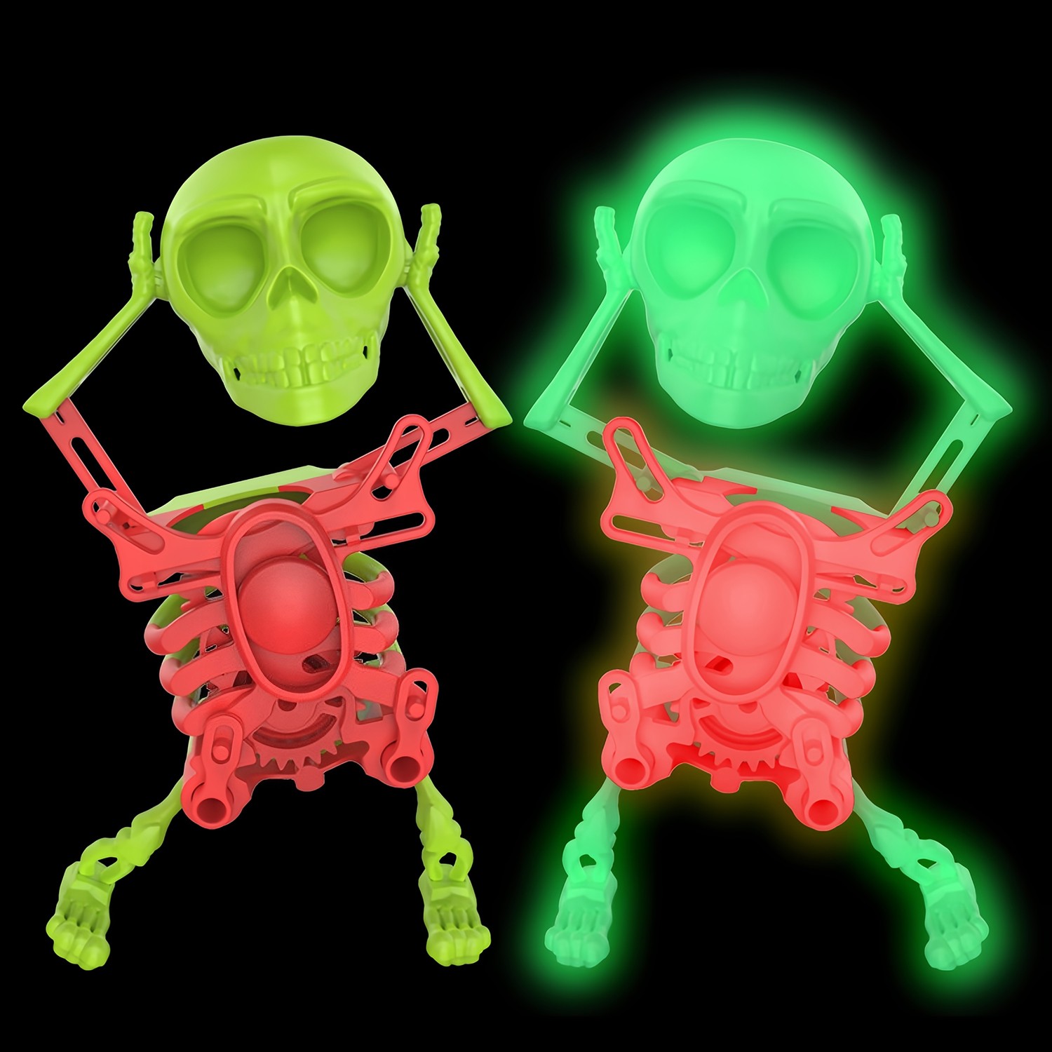 3D Dancing Skeleton Toy Clockwork Spring Self Moving Swinging Skull Bobblehead