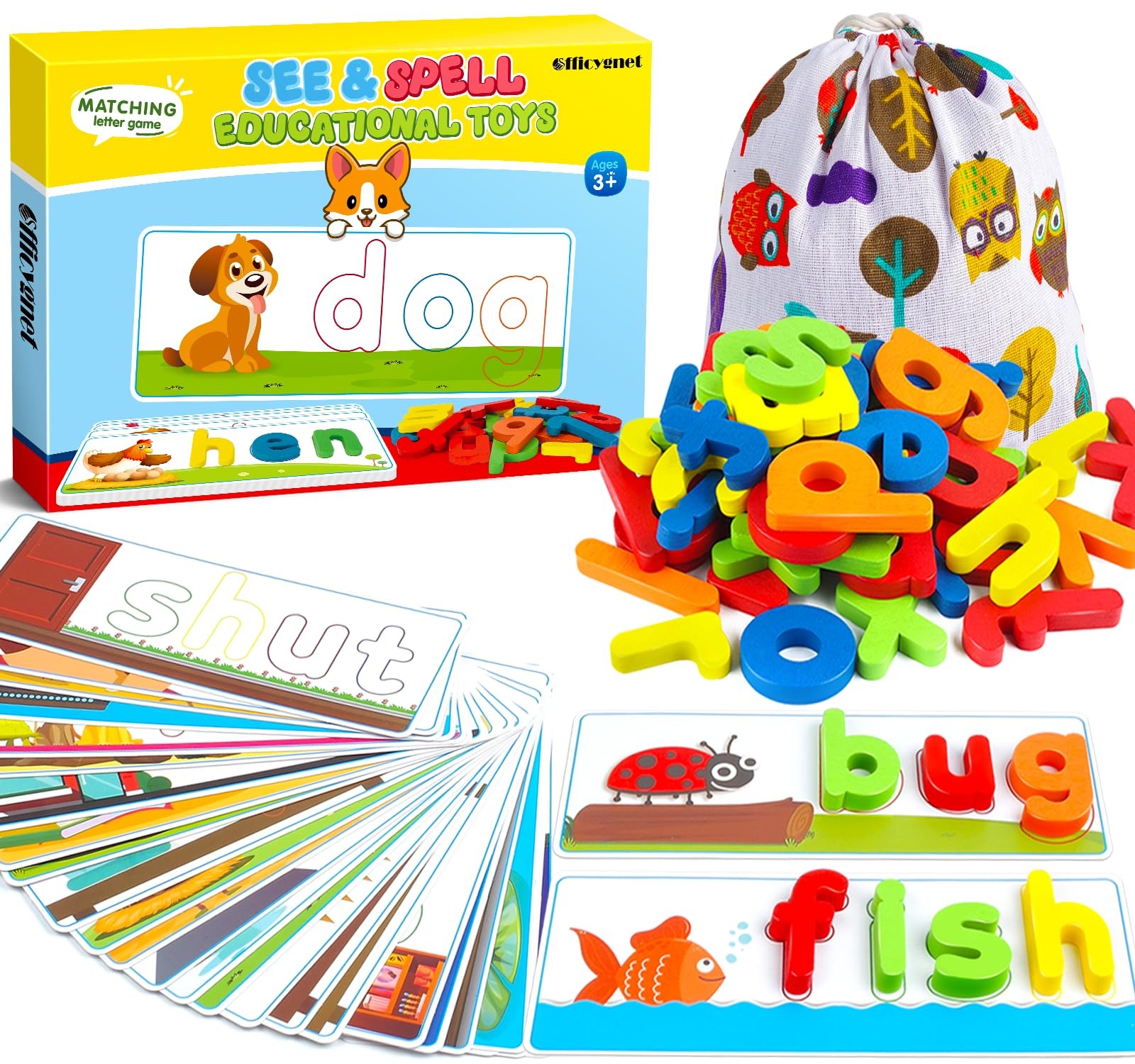 Learning Toys for 2 3 4 5 6 Years Old Boys and Girls, See & Spell CVC Word Bu…