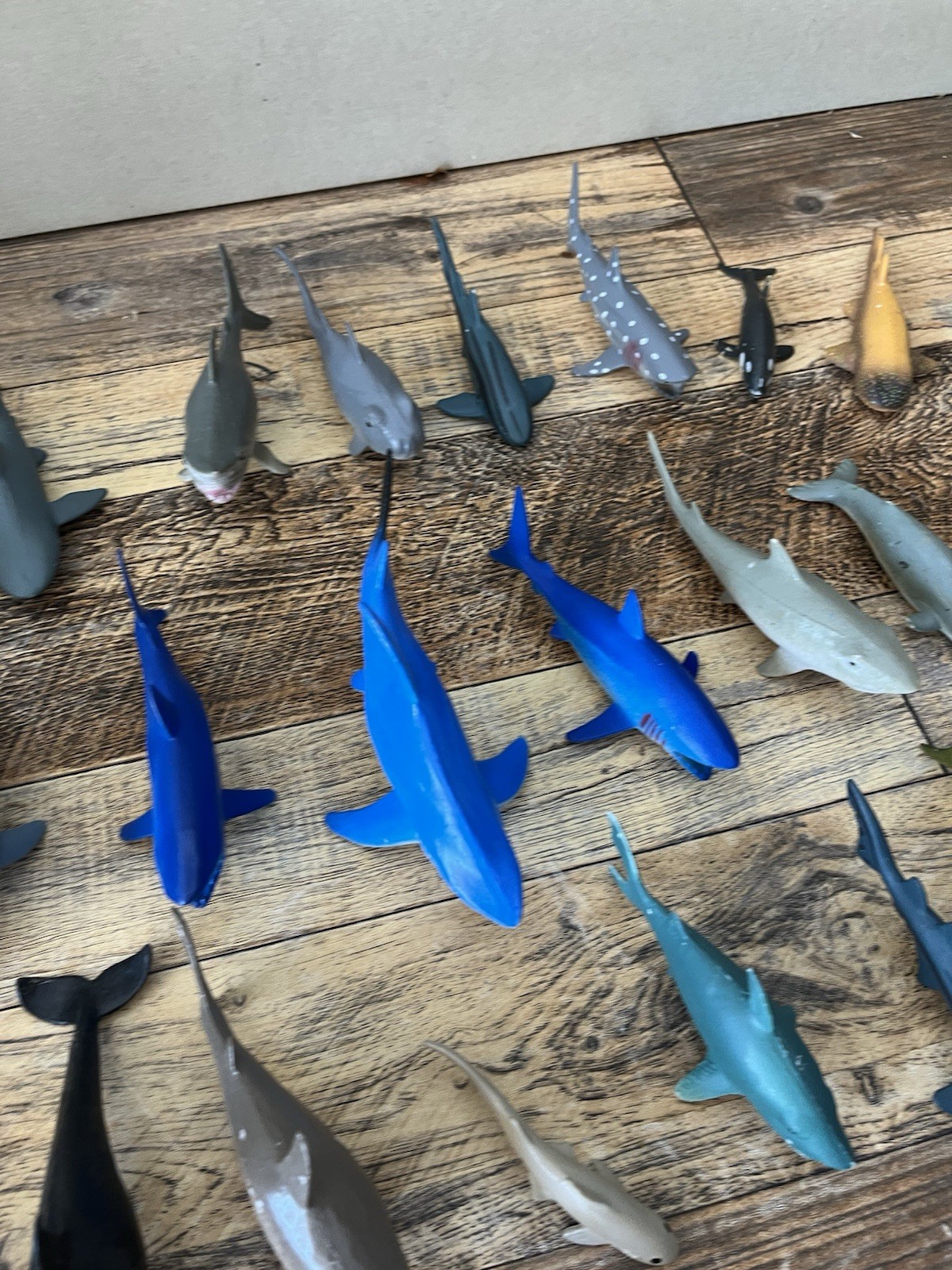 Ocean Animals Plastic Large Lot 60+ Of Sharks Whale Dolphins 10 Inch And Less
