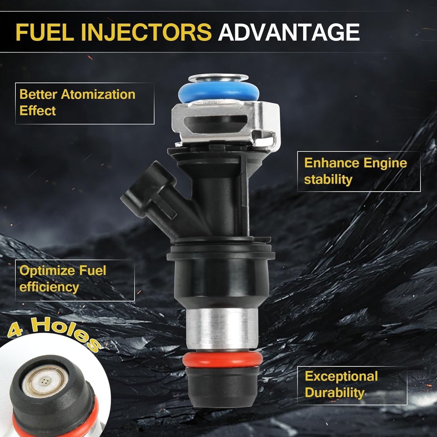 4.8 5.3 6.0 Fuel Injector 4 Holes 8Pcs, Compatible with 1999-2006 Chevrolet Silv