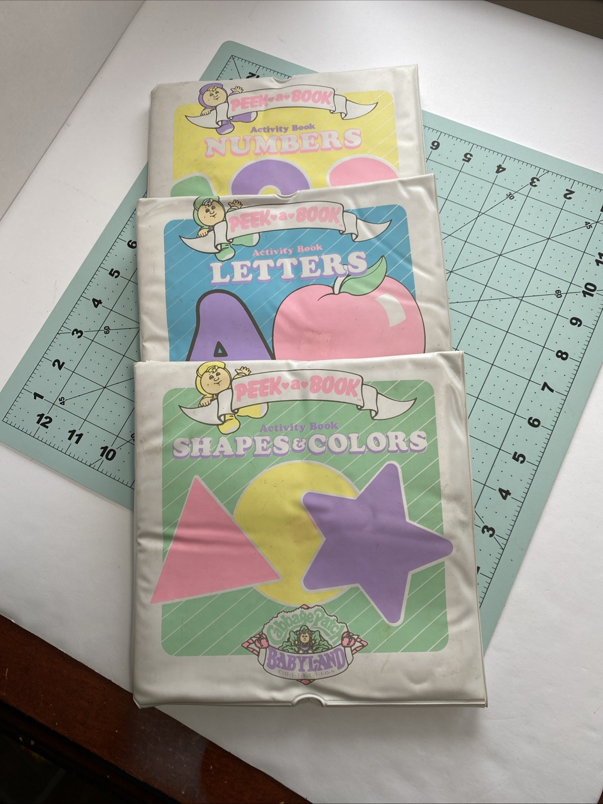 Vtg CPK Peek A Book Set Of 3 Soft Book Mats Letters Numbers Shapes/Colors 1987