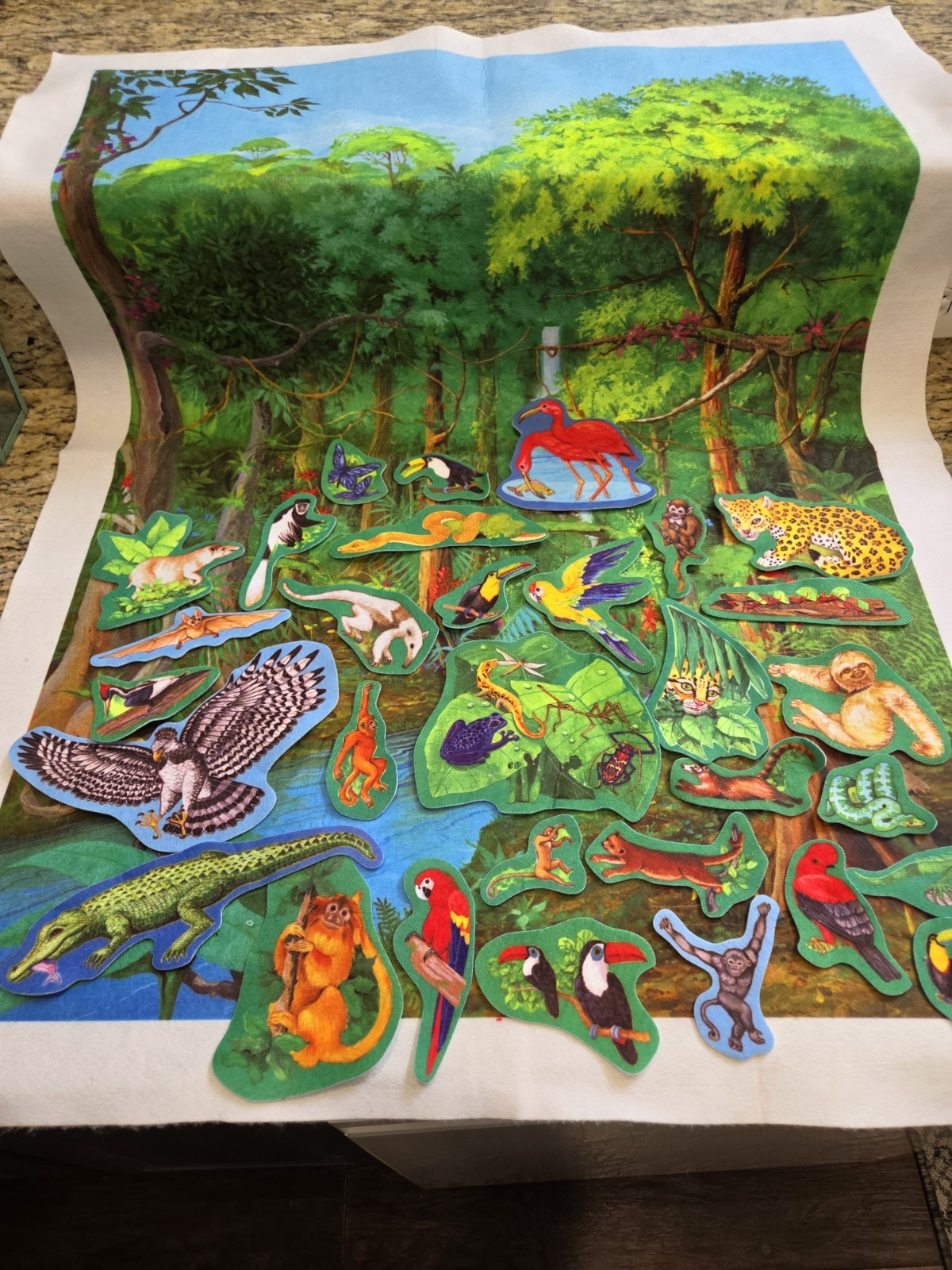 Little Folk Rain Forest Felt Set 30+ Pieces LOT Background & Pre-Cut Animals