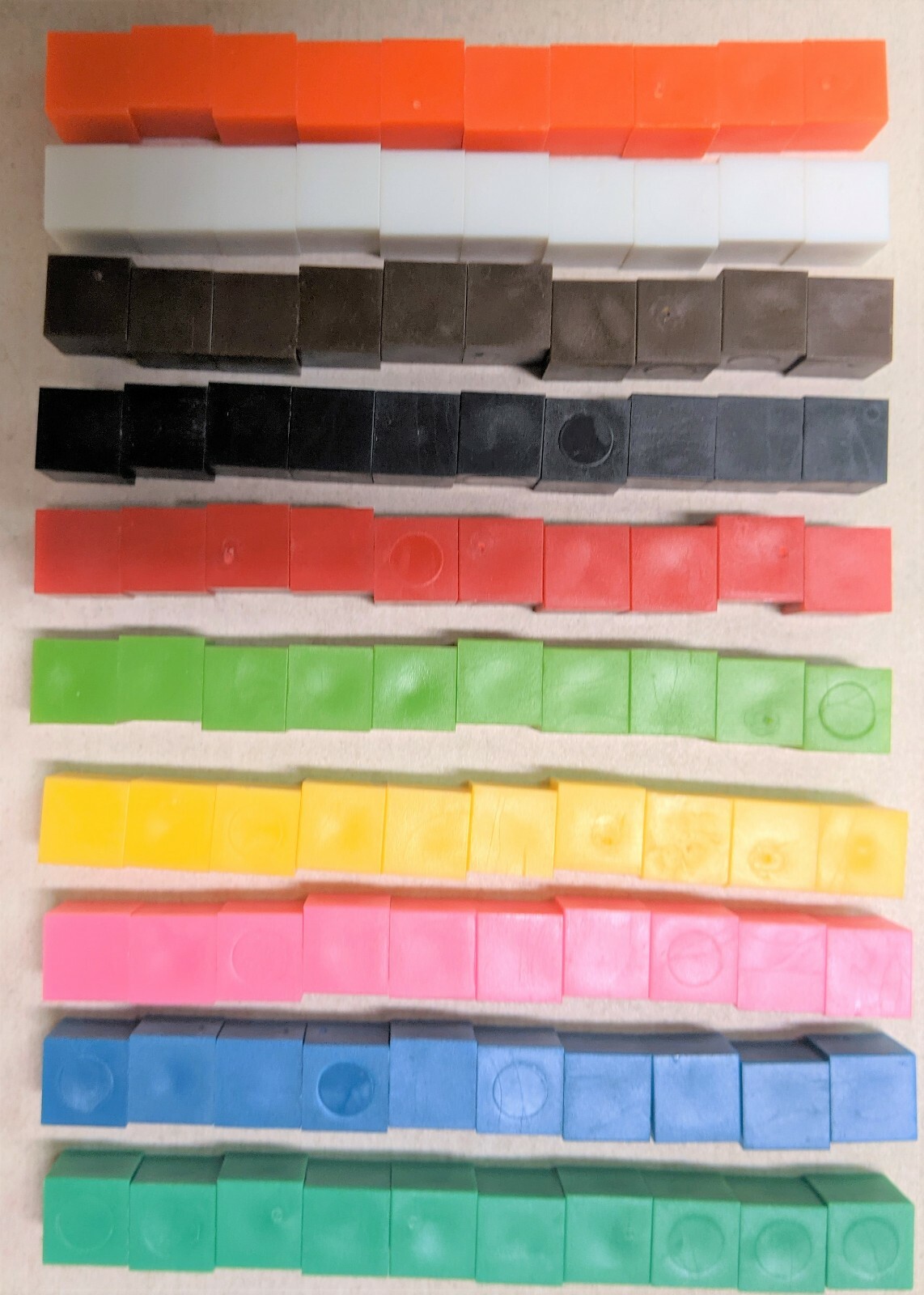 100 pc ETA Cuisenaire Centimeter Cubes Non-Interlocking Algebra Math Homeschool