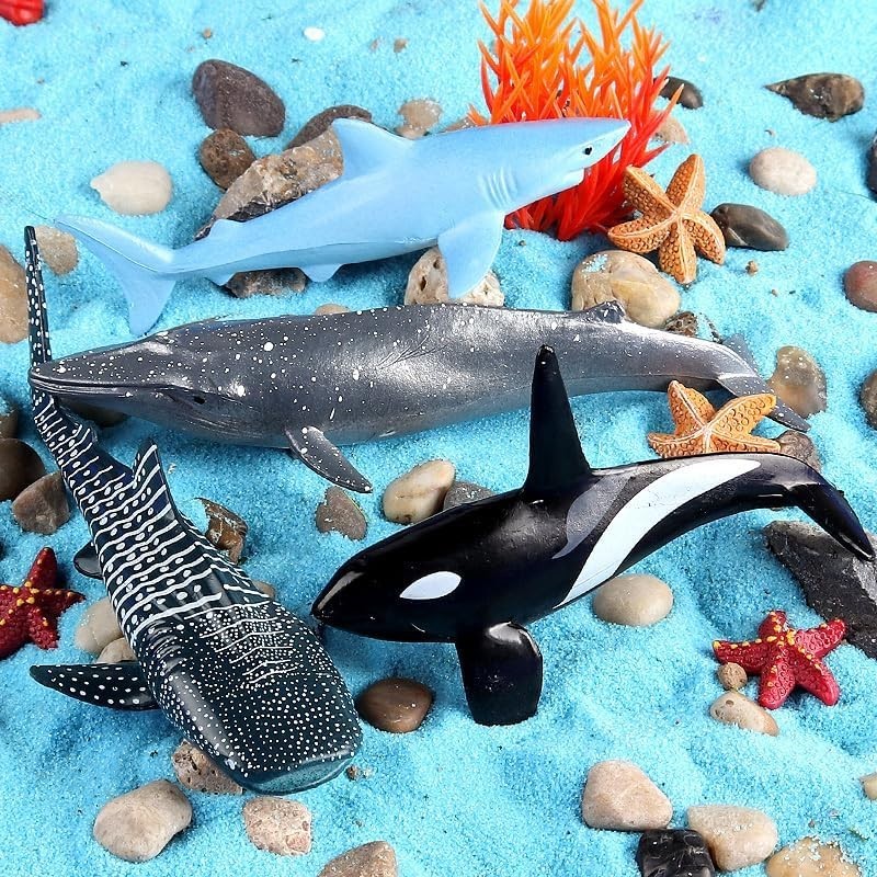 12Pcs Sea Animal Figures, Realistic Ocean Animal Toys Set with Whale Shark Octpu