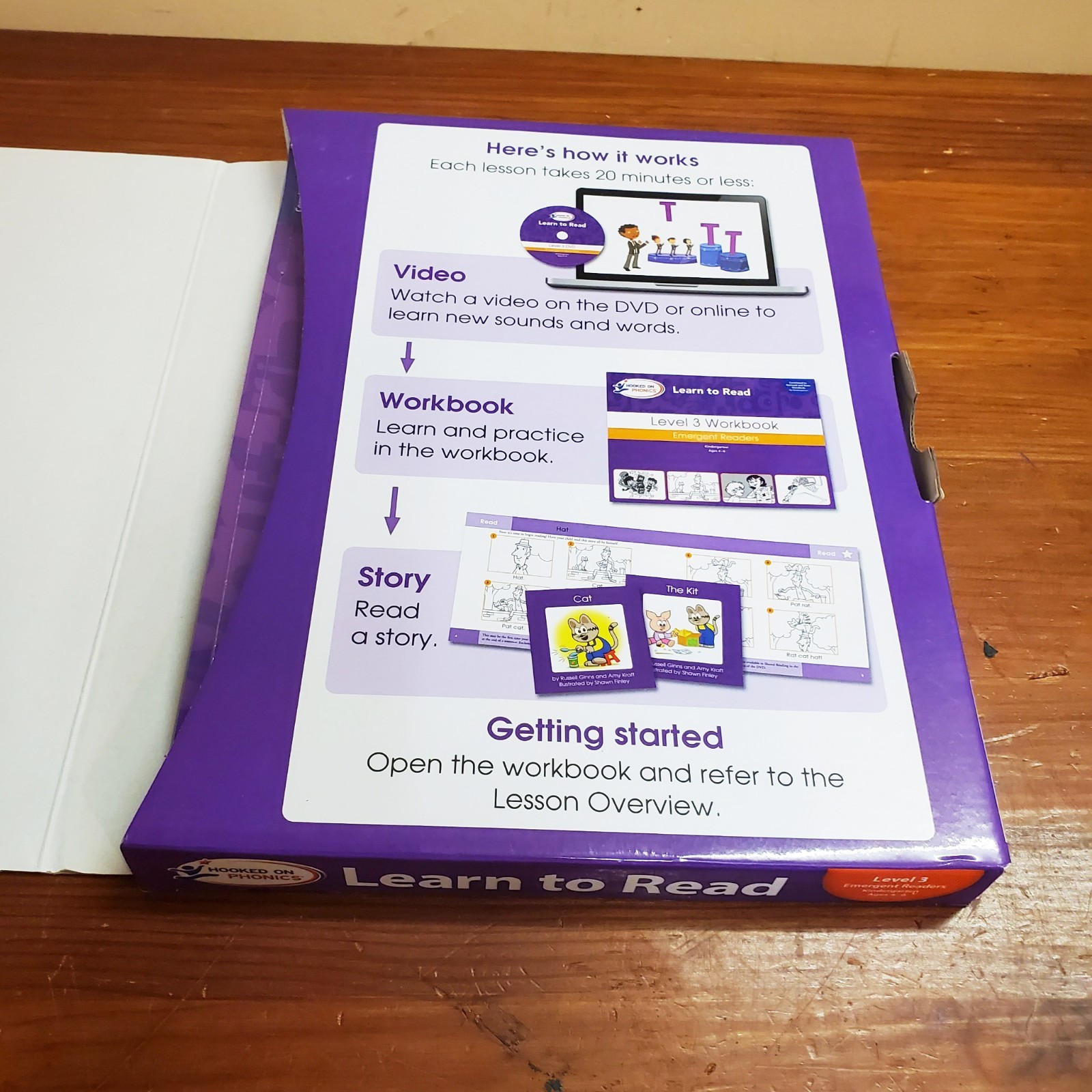 Hooked on Phonics Learn to Read Level 3 Kindergarten Ages 4-6 Sealed Contents