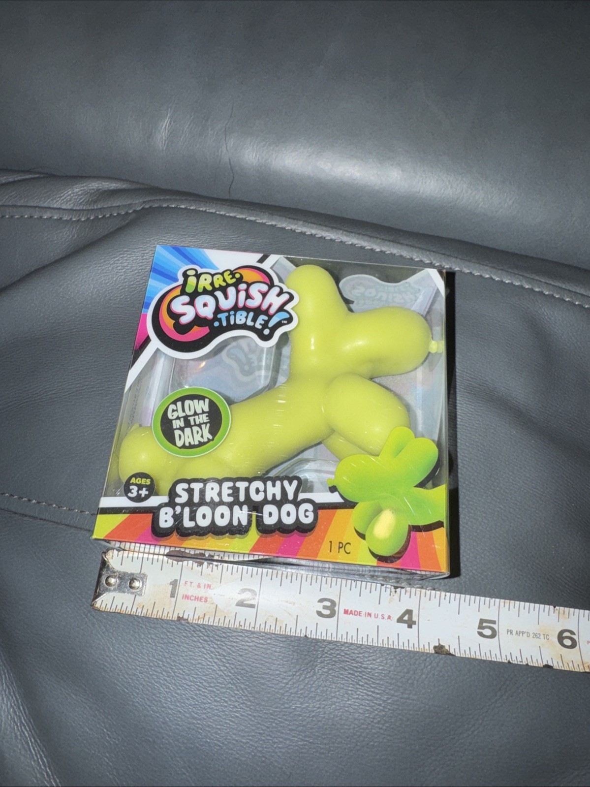 🔥JA-RU Irre-Squish-tible Balloon Dog GLOW Green Crunchy Sand Squishy HTF!