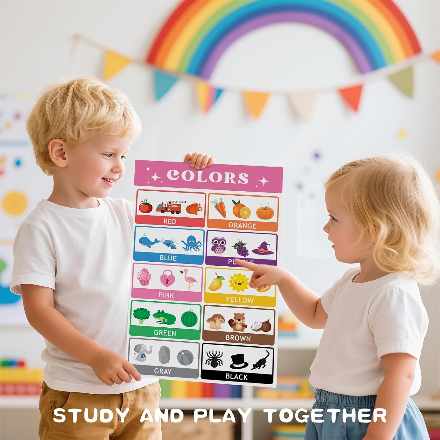 20 Vibrant Laminated Educational Posters for Toddlers 1-3 – Interactive Learning