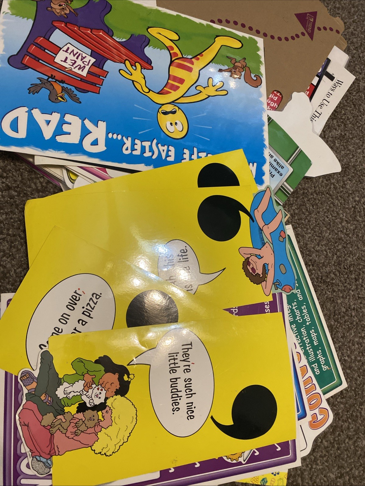 MEGA Language Arts Classroom Poster Lot ~100 Pieces Writing, Grammar, Reading