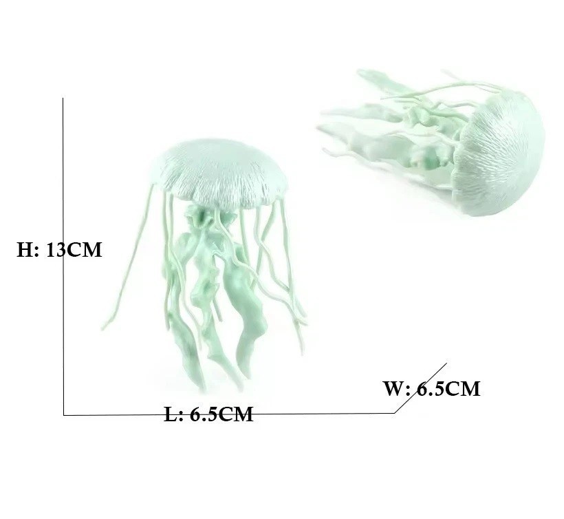 Green Jellyfish Sea Animal Figure Toy PVC Doll Small Figurine Birthday Gifts