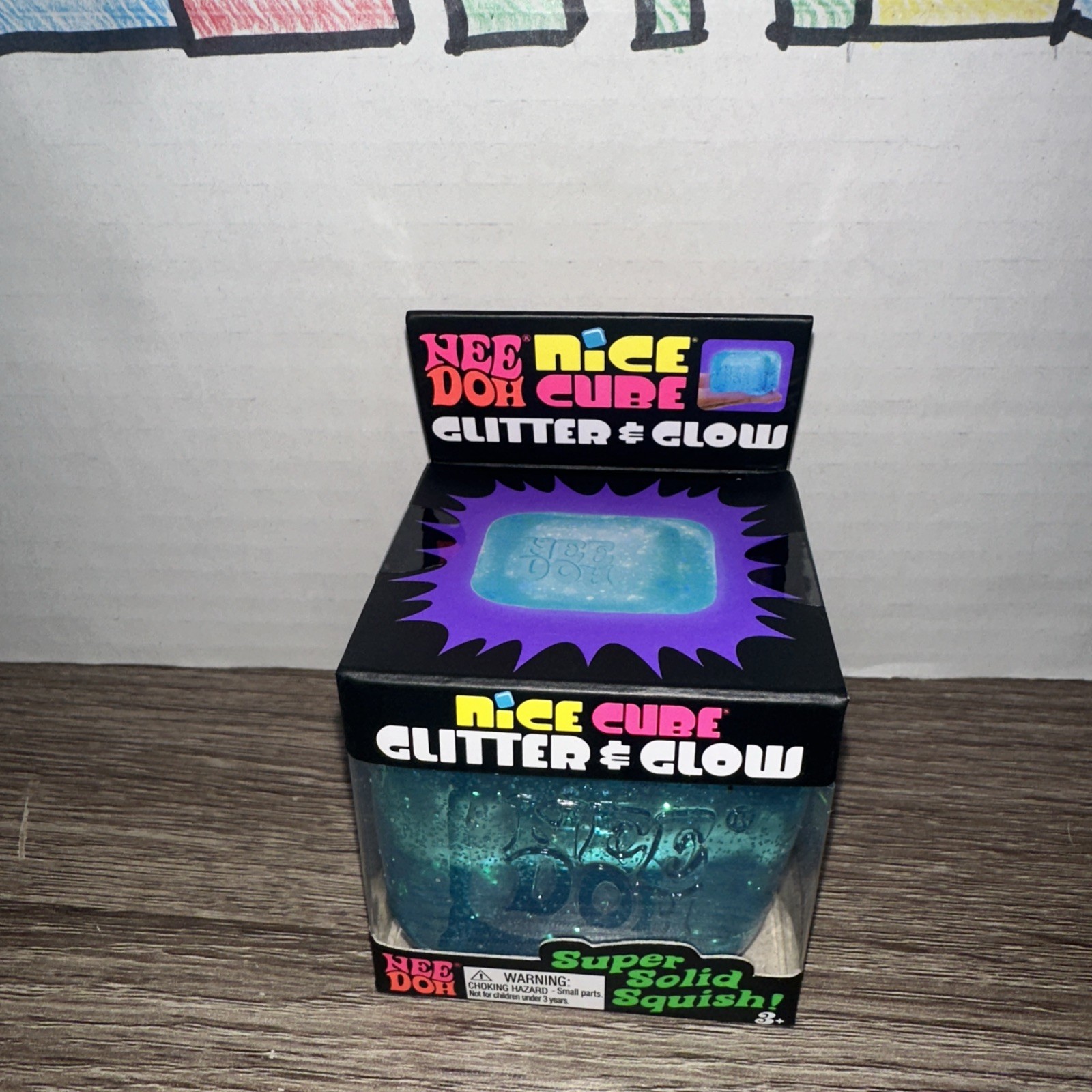 Nee Doh Glitter & Glow Blue Nice Cube USA Seller Authentic