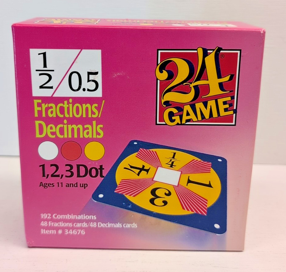 24 GAME FRACTIONS DECIMALS EDITION 96 CARD DECK MATH GAME, AGES 11+ BY SUNTEX