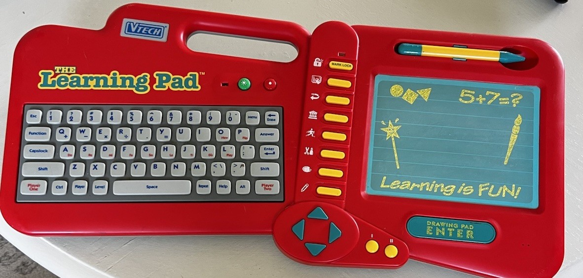 VTech The Learning Pad Toy 1990’s VTG RARE Electronic Plug And Play 2 Cassettes